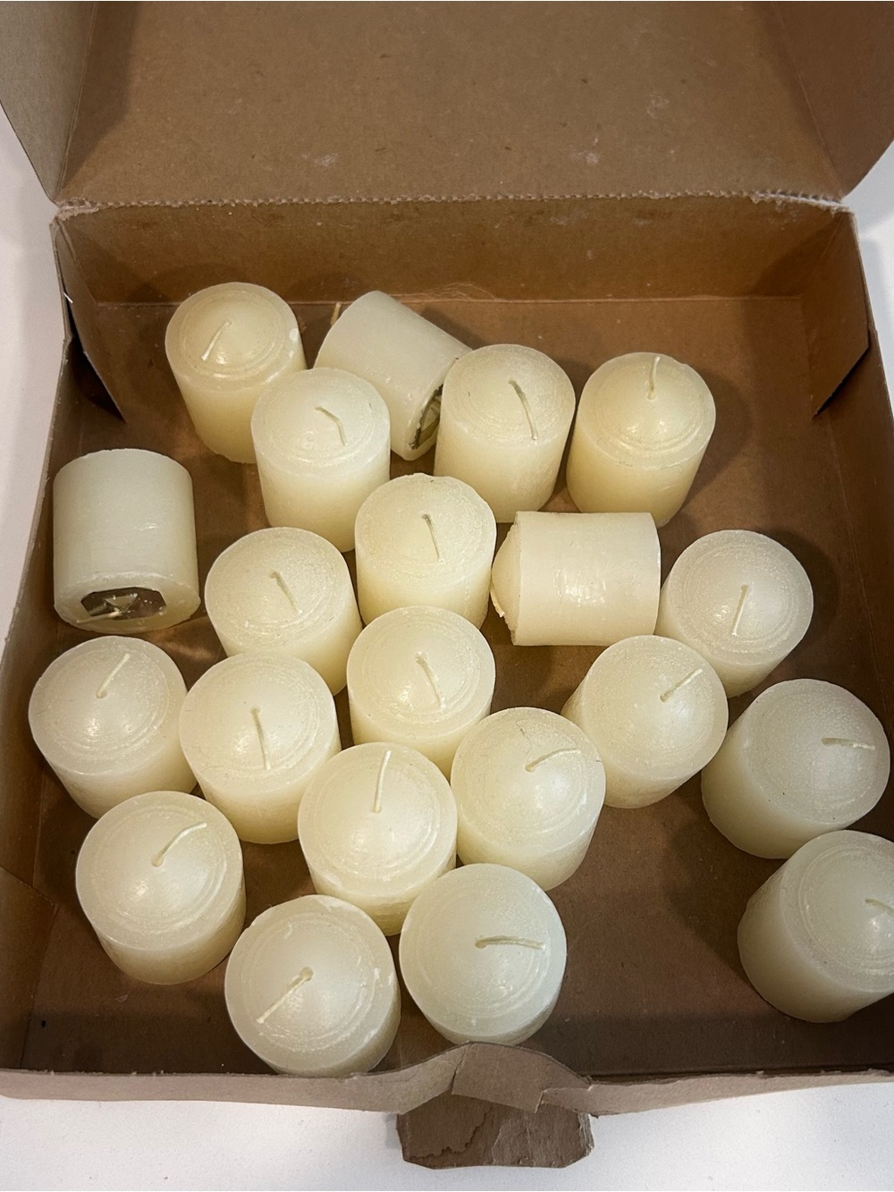 Set of 21 votive small candles off white